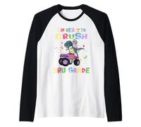 I'm Ready to Crush 3rd Grade Unicorn Dinosaur Monster Truck Manche Raglan