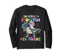 I'm Ready to Crush 4th Grade Unicorn Dinosaur Back to School Manche Longue