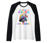 I'm Ready to Crush 4th Grade Unicorn Ride Monster Truck Manche Raglan