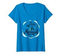 I'm Really A Sirène : Fantastique Océan Fantastique T-Shirt avec Col en V, Femme, Saphir, XXL