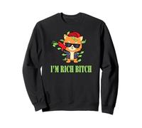 I'm rich bitch cat cap money lunettes de soleil cool Sweatshirt