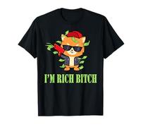 I'm rich bitch cat cap money lunettes de soleil cool T-Shirt