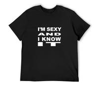 I'm Sexy Funny and I Know It Party Disco Club Men's T-Shirt Unisex Black Cotton Print Tee Shirts S