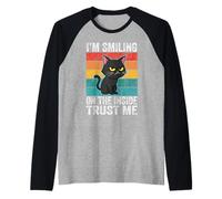 I'm Smiling on The Inside Trust Me Cat Humour Manche Raglan
