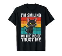 I'm Smiling on The Inside Trust Me Cat Humour T-Shirt