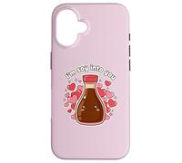 I'm So Into You Adorable Bouteille de Sauce soja Kawai Valentine Couple Coque pour iPhone 16