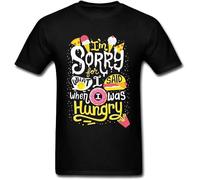 I'm Sorry for What I Said When I Was Hungry T-Shirt Men Cartoon T Shirt Birthday Gift Tshirt Summer Tops Tees Burger Clothes Blackm Manches Courtes(X-Large)