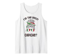 I'm The Boss ! CAPICHE? Italian Woman Messy Bun Italy Meme Débardeur