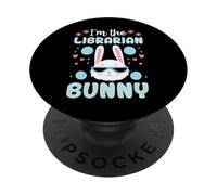 I'm The Librarian Bunny Floral Matching Family Lapin de Pâques PopSockets PopGrip Adhésif