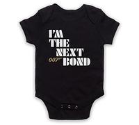 I'm The Next Bond British Spy Secret Agent 00 Double O Bébé Barboteuse Bodys, Noir, 3-6 Mois