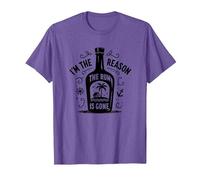 Im The Reason The Rum is Gone Funny Drinking Citation T-Shirt, Homme, Violet Chiné, L