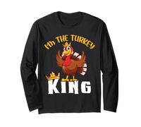 I'm The Turkey King Thanksgiving Thankful for Family Manche Longue
