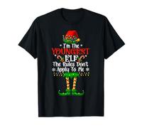 I'm The Youngest Elf Lights Family Matching Funny Christmas T-Shirt