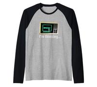 I'm Thinking Basic Écran d'ordinateur rétro des années 80 Manche Raglan