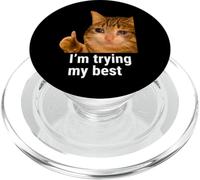 I'm Trying My Best Funny Crying Cat Meme Weird Cat Face Meme PopSockets PopGrip pour MagSafe