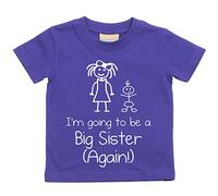 I'm Vais être BIG SISTER AGAIN Violet T-shirt Bébé tout-petit enfants disponible en tailles 0-6 mois pour 14-15 ans nouveau bébé Sœur cadeau - Pourpre, 18-24 Mois