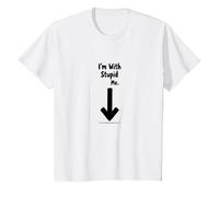 Im with Stupid Me Sarcastic Self Deprecating Humour T-Shirt, Enfant, Blanc, 12 Ans