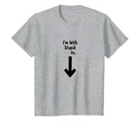 Im with Stupid Me Sarcastic Self Deprecating Humour T-Shirt, Enfant, Gris Chiné, 4 Ans