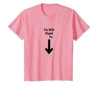 Im with Stupid Me Sarcastic Self Deprecating Humour T-Shirt, Enfant, Rose, 8 Ans
