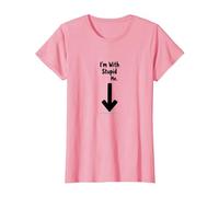 Im with Stupid Me Sarcastic Self Deprecating Humour T-Shirt, Femme, Rose, 3XL