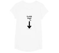 Im with Stupid Me Sarcastic Self Deprecating Humour T-Shirt, Fille, Blanc, M