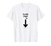 Im with Stupid Me Sarcastic Self Deprecating Humour T-Shirt, Homme, Blanc, XXL