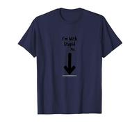 Im with Stupid Me Sarcastic Self Deprecating Humour T-Shirt, Homme, Bleu Marine, S