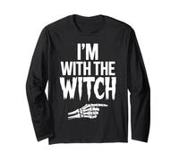 I'm with The Witch Funny Halloween His and Her Outfit Manche Longue