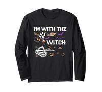 I'm with The Witch Tee Costume d'halloween Amusant pour Elle et Lui Manche Longue