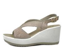 Imac Sandales en cuir beige champagne pour femme Talon compensé moyen 7 cm 757820, beige, 36 EU