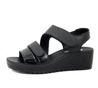 Imac Sandales Femme en Cuir Noir avec Strap, Compensée Moyenne 5 cm et Plateau, 557530, Noir , 38 EU