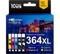 Image 364 XL Compatible Ink Cartridges Replacement for HP 364XL for HP Photosmart 5520 5510 6525 6520 5515 5525 5522 5524 6510 Deskjet 3520 Officejet 4620 (Black Cyan Magenta Yellow, 10-Pack)
