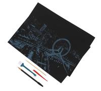Image à Gratter Vue Nocturne Urbaine pour Loisirs Créatifs | Carton avec Revêtement Mat, Coffret avec Stylo Doré, Grattoir, Stylo Bois et Brosse