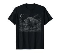 Image animalière Vintage en Forme de Bison, Amoureux de la Nature, Ciel étoilé T-Shirt Graphique avec Valeur, Homme, Noir, XL
