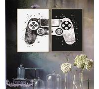 Image aquarelle noir et blanc, manette de jeu peinture sur toile garçons jeu Illustration affiche Art mural pour Gamer décor à la maison 40x50cmx2pcs sans cadre