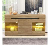 (Image Change) Buffet LED moderne pour salon 3 portes 3 tiroirs Commode moderne avec beaucoup d'espace de rangement pour votre salon
