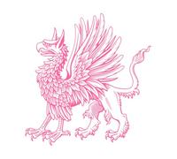 Image clipart de gravure à l'encre de griffon héraldique debout, toutes les pièces sont disponibles Stickers muraux en PVC 42x44.1cm Amovible sans laisser de colle Rose