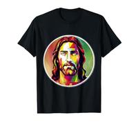 Image colorée Jésus-Christ Visage Seigneur Chrétien Sauveur Dieu T-Shirt Graphique avec Valeur