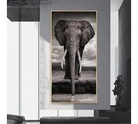 Image d'animal Noir et Blanc Éléphant Africain Toile Peintures Mur Art Affiches et Impressions Animaux Toile Art Photos Décor 90x186cm(35x73in) Cadre Intérieur
