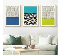 Image D'Art,Tableau Abstrait Géométrique Composé de Lignes Colorées et de Points sur Toile Affiche Moderne Impression D'Art pour la Décoration du Salon et de la Chambre-50*60cm*3Pcs(Non Encadré)