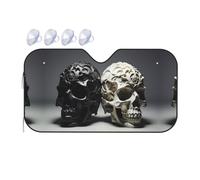 Image De Crânes en Noir Et Blanc Voiture Pare-Soleil Isolation Thermique Couverture Pare Brise Universelle Voiture Housses De Soleils pour SUV Berlines Voitures 70x130cm
