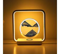 Image De Sable Dynamique, Images De Sable à Tourner avec Veilleuse LED 26 X 25 X 9,6 Cm avec Câble USB, Rotation à 360°, Peinture sur Sable Fluide, Lampe à Sable Mouvant pour Décoration(Jaune)