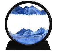 Image de Sable en Mouvement, Peinture de Sable Qui coule 3D sablier de Cadre de Sable en Verre Rond, pour la décoration de Bureau à Domicile (Bleu, 12 Pouces)