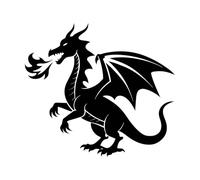 image de silhouette de dragon artistique crachant du feu Peintures murales et stickers muraux en vinyle 42x47cm Ne se décolle pas Noir