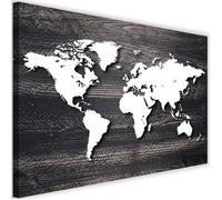 Image décorative Tableau Toile Cadre mural Canevas Carte du monde Bois gris 60x40