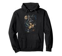 Image d'extérieur Wolf Lover Moon Forest Trees Wildlife Nature Sweat à Capuche