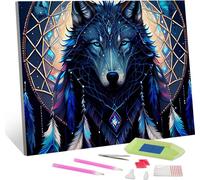 Image diamantée 5D Blue Wolf Broderie indienne diamantée 30x40 cm