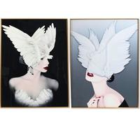Image DKD Home Decor Plumes modernes (60 x 3 x 80 cm) (2 pièces)