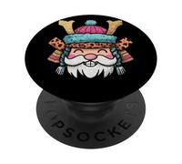 Image drôle de l'esprit d'hiver du Père Noël Samouraï PopSockets PopGrip Adhésif