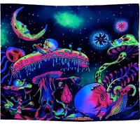 IMAGE FLUORESCENTE UV DECORATION MURALE GOBELIN ODBLASK 150x150cm Champignons